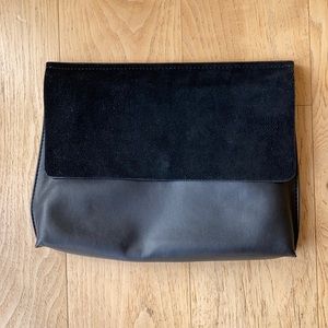 ZARA Suede & Faux Leather Large Clutch with Strap
